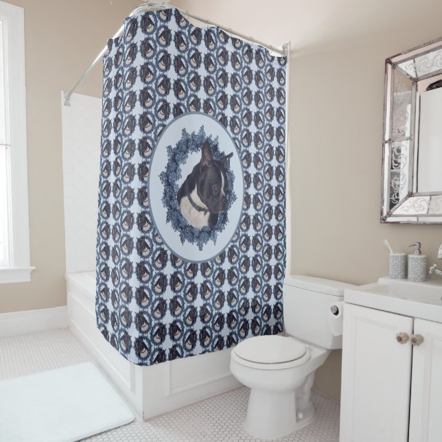 Rideaux De Douche Animal de chien de Boston Terrier (En situation)