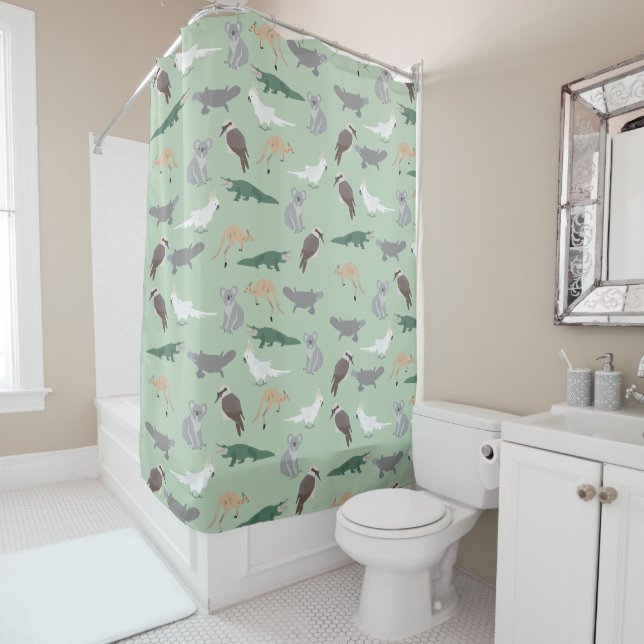 Rideaux De Douche Animaux autochtones australiens Eucalyptus Motif v (En situation)
