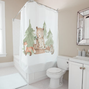 Rideaux De Douche Animaux de la forêt de bois aquarelle Enfants mign