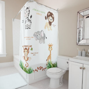 Rideaux De Douche Animaux de la jungle de l'enfant drôle Nom personn