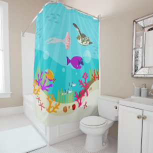 Rideaux De Douche Animaux marins colorés Enfants