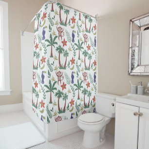 Rideaux De Douche Animaux tropicaux sans soudure motif macaw et sing