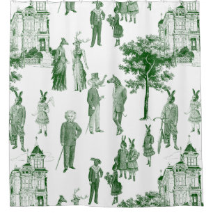 Rideaux De Douche animaux victoriens antiques toile vert