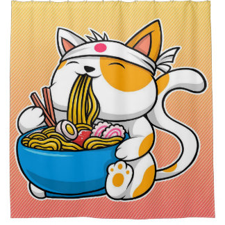 Rideaux De Douche Anime Ramen Cadeau Chat| Chat Pour Pâques
