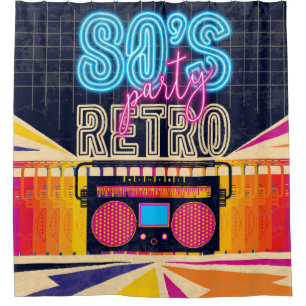Rideaux De Douche années 80, soirée musicale rétro. Affiche de style