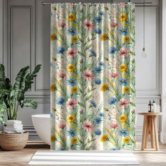 Rideaux De Douche Anniversary Home Gift Pastel Wildflower Curtain (Anniversary Home Gift Pastel Wildflower Curtain)