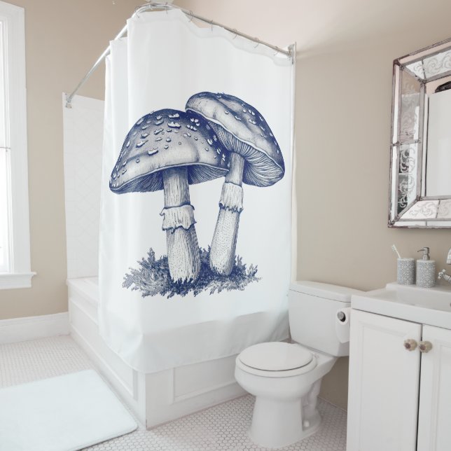 Rideaux De Douche Antique of mushroom drawing (En situation)