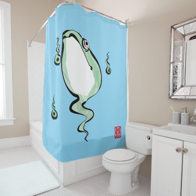 Rideaux De Douche Antique Origine Histoire Grumpy Frog Japonais Toad (En situation)