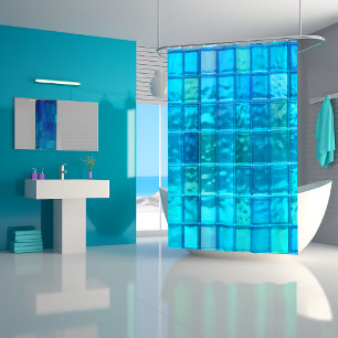 Rideaux De Douche Aqua Blues Translucide Carrelage