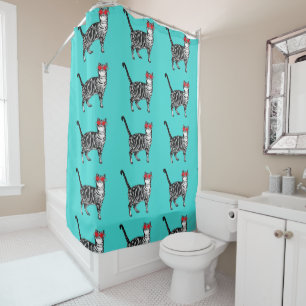 Rideaux De Douche Aqua Funny Tabby Chat Lunettes de soleil Art Douch