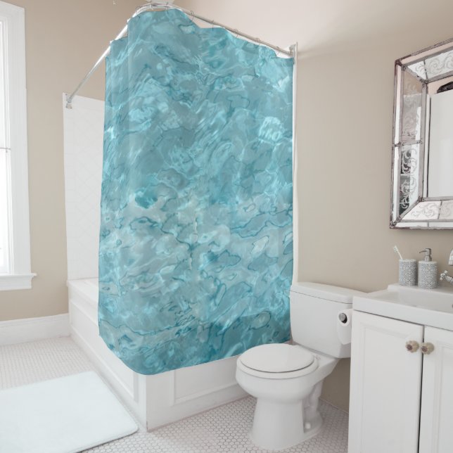Rideaux De Douche Aqua/Piscine Turquoise Eau Photographie Abstraite (En situation)