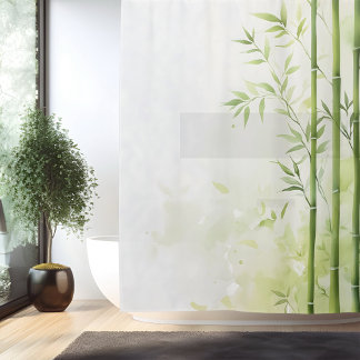 Rideaux De Douche Aquarelle Bamboo Retraite Forêt Style Japonais