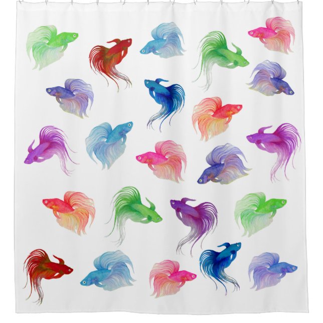 Rideaux De Douche Aquarelle Betta Fish (Devant)