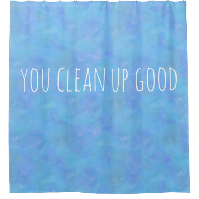 Rideaux De Douche Aquarelle bleue humoristique (Devant)