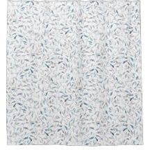 Aquarelle botanique gris bleu feuilles sur blanc
