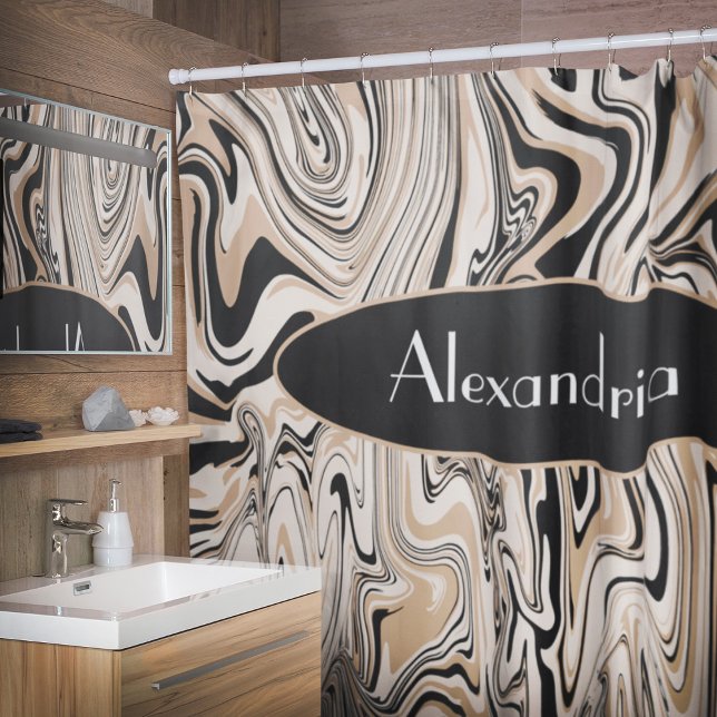 Rideaux De Douche Aquarelle Brown  Black Motif personnalisé (Créateur téléchargé)
