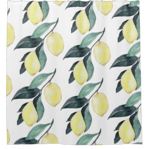 Rideaux De Douche Aquarelle Citrons jaunes Motif sans couture