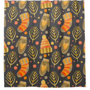 Rideaux De Douche Aquarelle couleur douce motif nouvelle année, joy