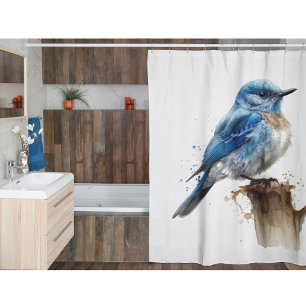 Rideaux De Douche Aquarelle de Little Mountain Bluebird