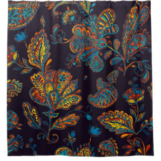 Rideaux De Douche Aquarelle de Paisley : tuile à motif floral