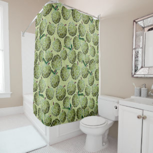 Rideaux De Douche Aquarelle de pomme de sucre Vert