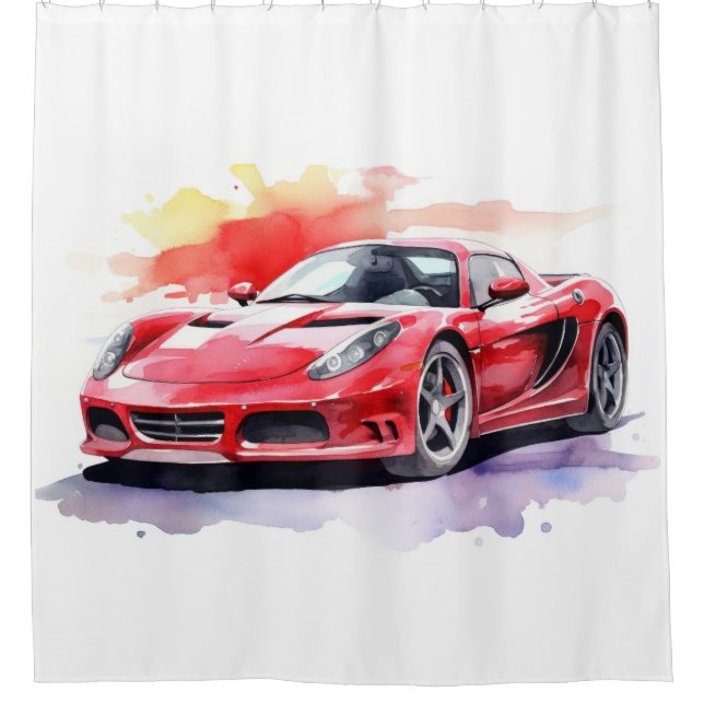 Rideaux De Douche Aquarelle de voiture (Devant)