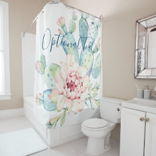 Rideaux De Douche Aquarelle douce Pastel Blooming Cactus
