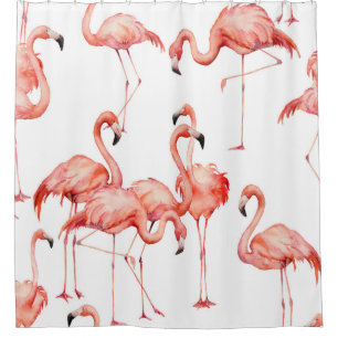 Rideaux De Douche Aquarelle flamingo sans couture motif. Peint à la 