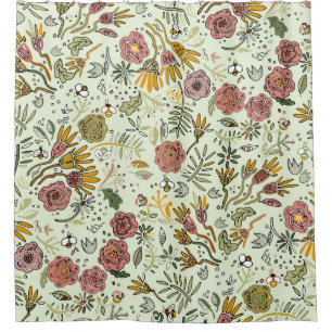 Rideaux De Douche Aquarelle Florale Fleurs d'abeille Élégante Modern