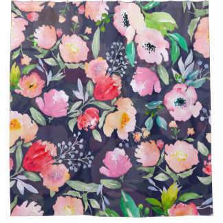 Rideaux De Douche Aquarelle florale motif et sans soudure b