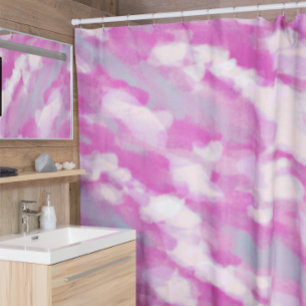 Rideaux De Douche Aquarelle Fuchsia et Grey