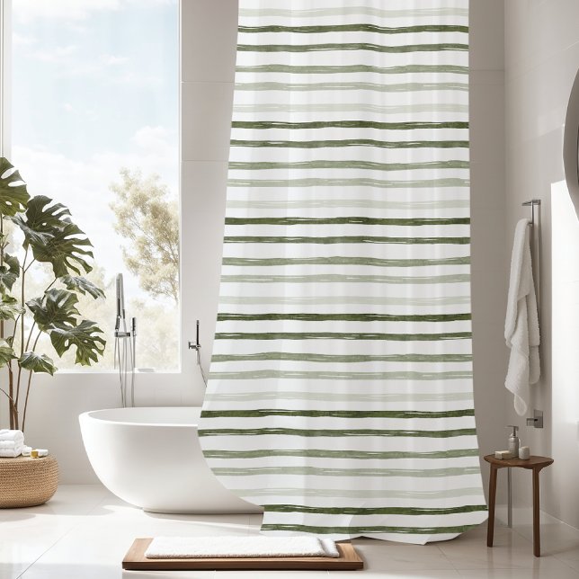Rideaux De Douche Aquarelle moderne Bande verte (Créateur téléchargé)