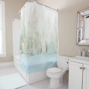 Rideaux De Douche Aquarelle moderne paysage boisé