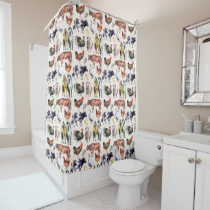 Rideaux De Douche Aquarelle motif des animaux de ferme