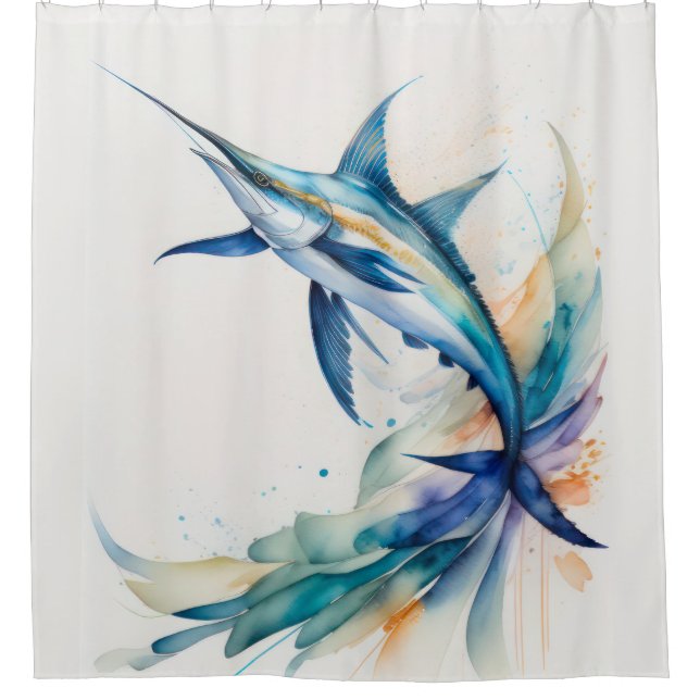 Rideaux De Douche Aquarelle Peinture de l'espadon (Devant)