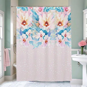 Rideaux De Douche Aquarelle rose et bleu