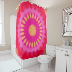 Rideaux De Douche Aquarelle rose et orange Mandala