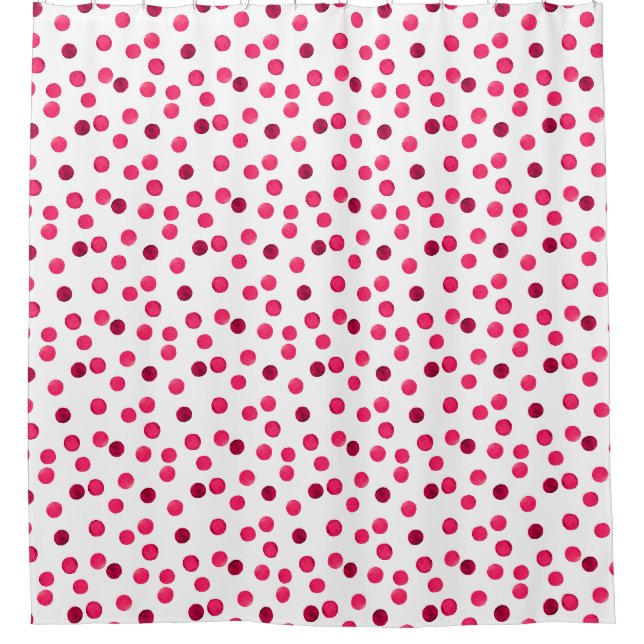 Rideaux De Douche Aquarelle rouge aquarelle pois motif (Devant)