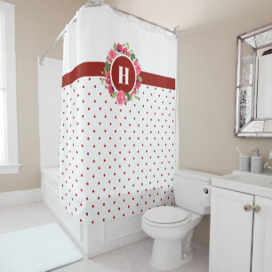 Rideaux De Douche Aquarelle Rouge Poppies Roses Roses Roses Rose Mon