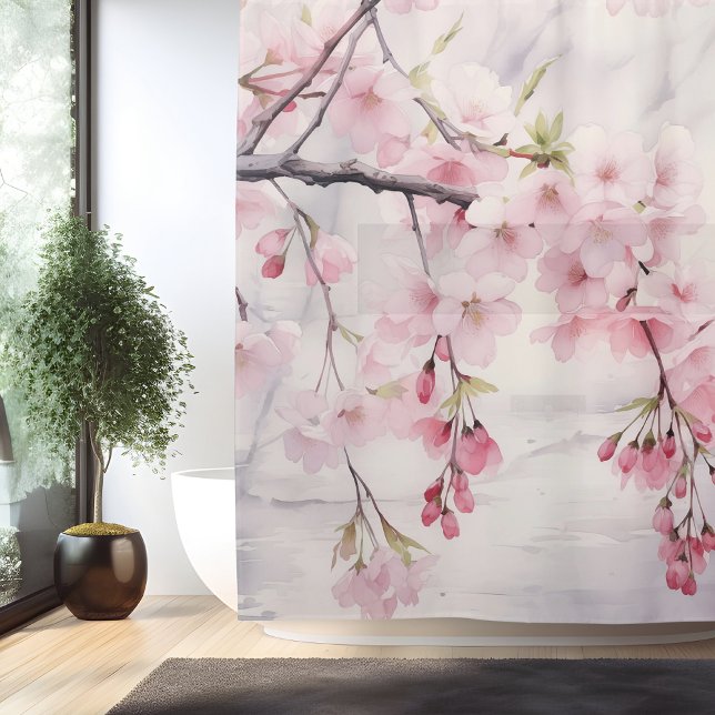 Rideaux De Douche Aquarelle Sakura Sérénité (Créateur téléchargé)