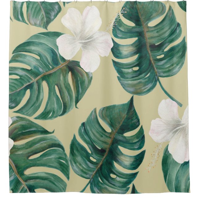 Rideaux De Douche Aquarelle transparente motif tropical avec p exoti (Devant)