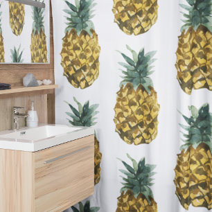 Rideaux De Douche Aquarelle tropicale ananas Motif sans couture