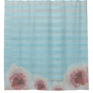 Rideaux De Douche Aquarelle unique Floral & Striped Bohemian Print