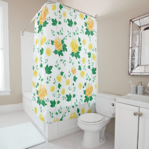 Rideaux De Douche Aquarelle vert jaune moderne Floral
