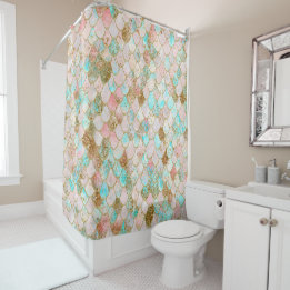 Rideaux De Douche Aquarelle Wonky Pastel Parties scintillant Sirène
