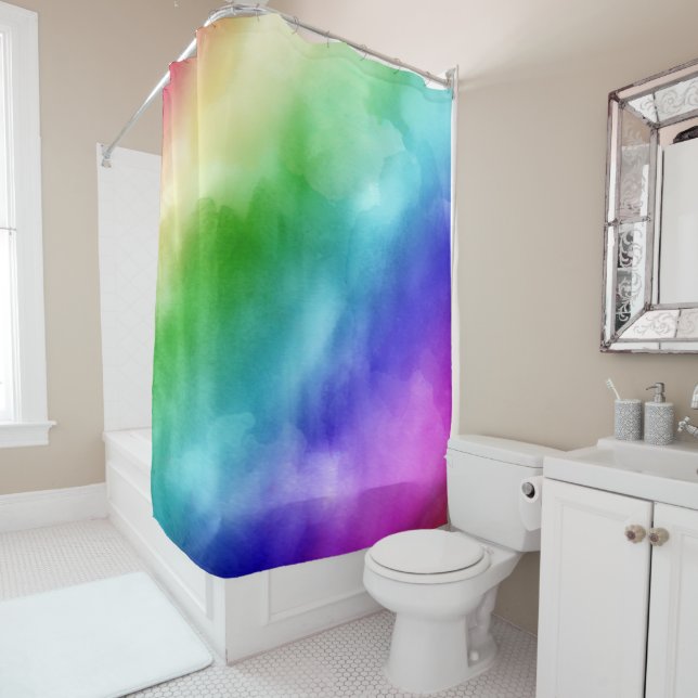 Rideaux De Douche Aquarelles Rainbow (En situation)