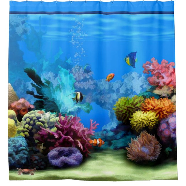 Rideaux De Douche Aquarium tropical avec les poissons et le corail (Devant)
