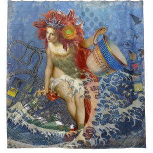 Rideaux De Douche Aquarius Mermaid Bleu gothique