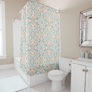 Rideaux De Douche Arabesque Terreuse Carreau de Mosaïque Aquarelle