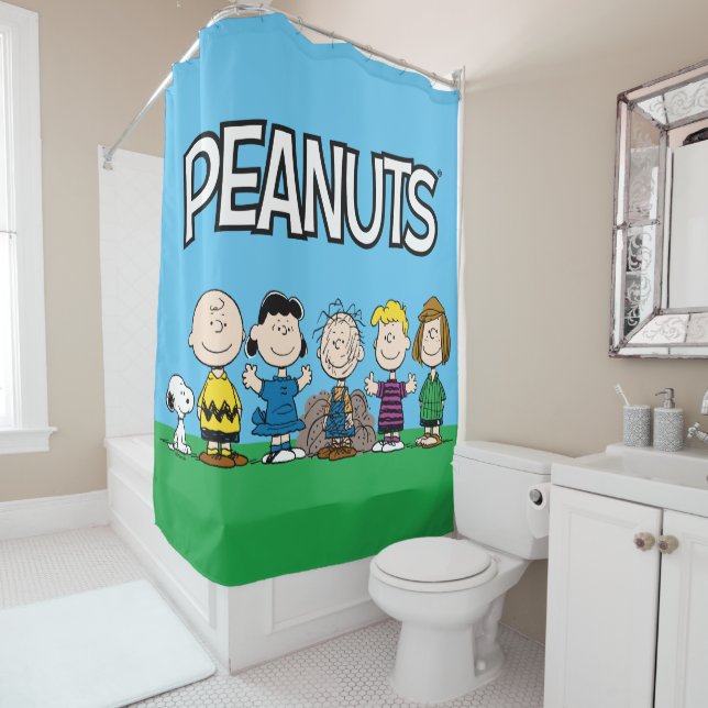 Rideaux De Douche Arachides amis dans une rangée (En situation)